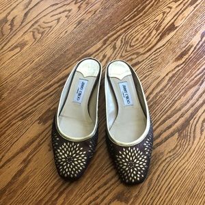 Jimmy Choo Brown and Gold Women's Slippers